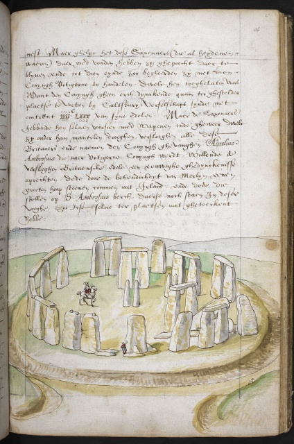 Stonehenge, C16th illustration by Lucas de Heere was for his guidebook to Britain